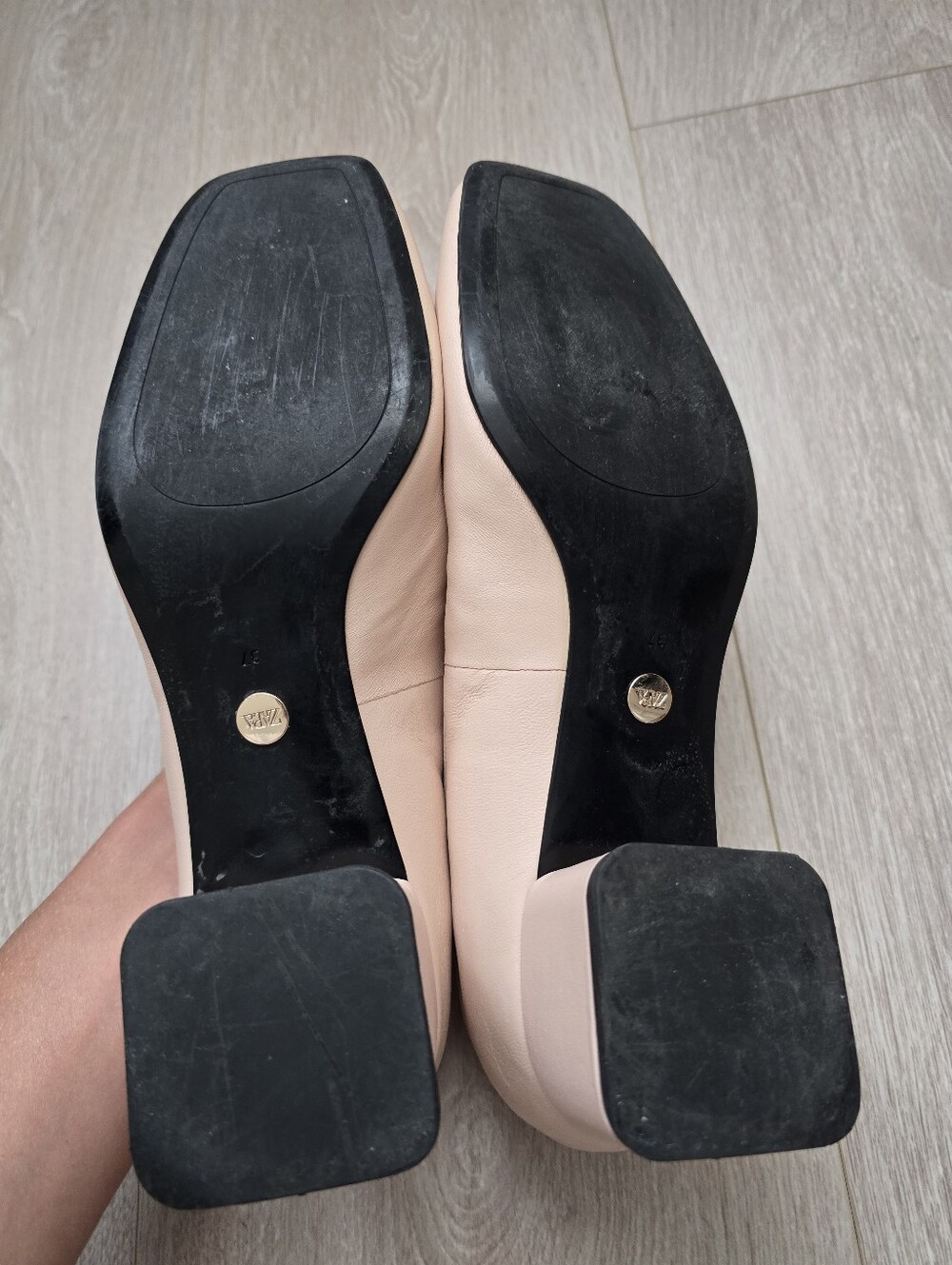 Zara Blush Pink Low Block Heel Ballet Pumps - Picture 5 of 9
